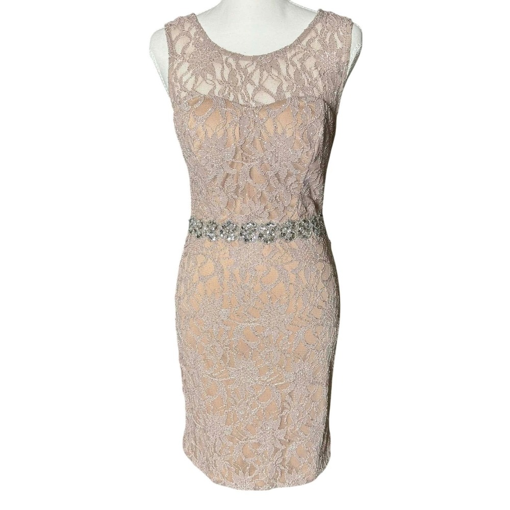 City Triangles Lace Glitter Women Dress Size Four Pink Formal Homecoming Prom